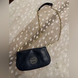 Tory Burch Flap Cross Body Black with Gold Chain